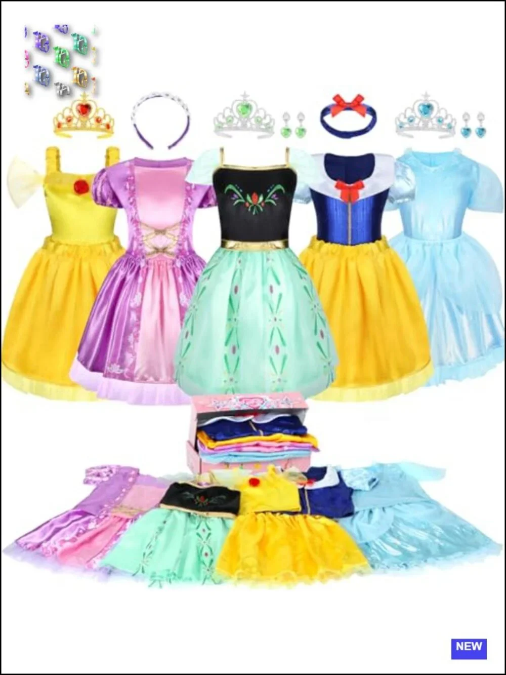 Princess Dress Up Costume Set for Toddler Girls - 18 Pieces, Role Play, Gift